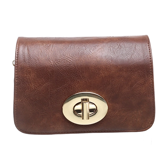 Sukumall-Bessie Vintage ladies flap over cross body bag-Tan