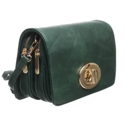 Sukumall-Bessie Vintage ladies flap over cross body bag-Green-S