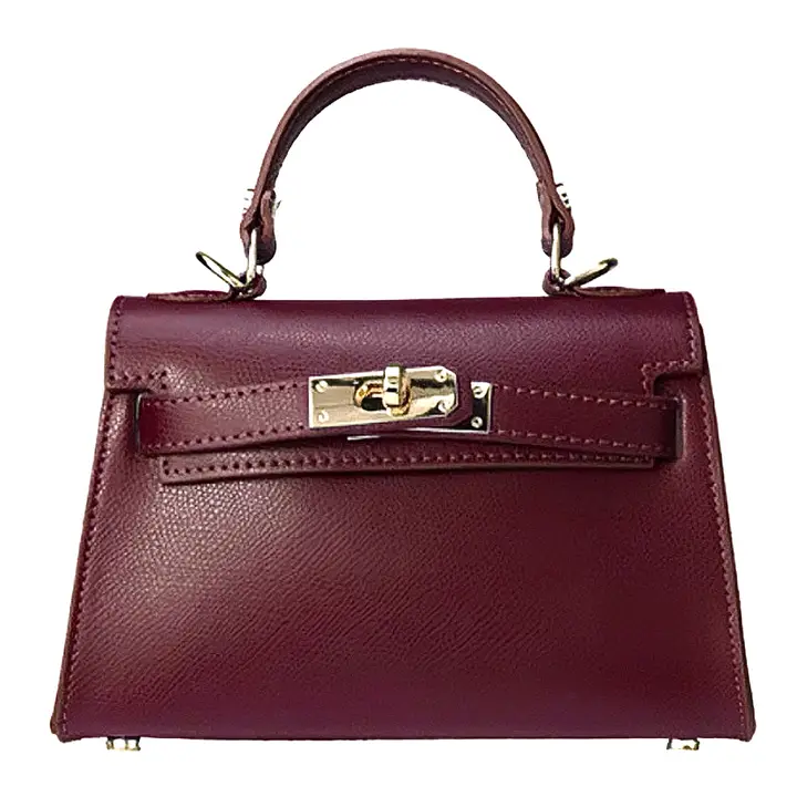 Sukumall-Burgundy colour genuine leather ladies bag