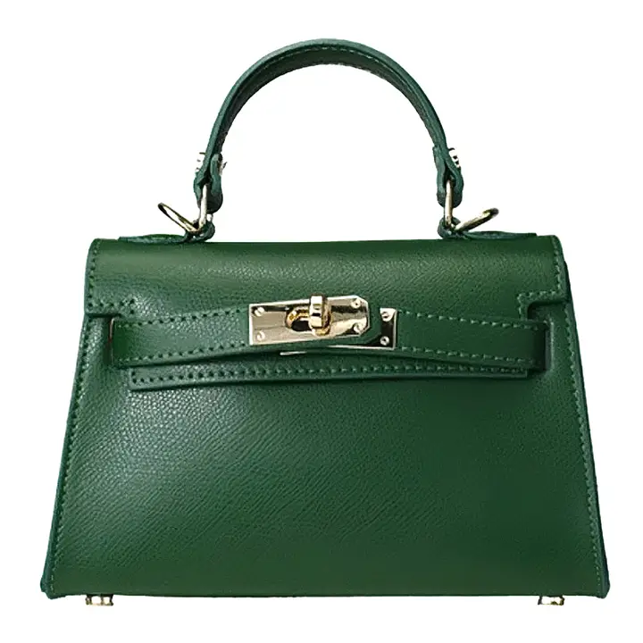 Sukumall-Dark Green colour genuine leather ladies bag