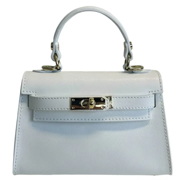 Sukumall-White colour genuine leather ladies bag