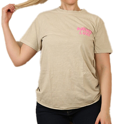 Printed tee-acid wash- beige