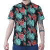 Black Palm Tree Leaf Paradise Short Sleeve Shirt