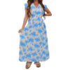 Palm Tree Print Empire Waist Cotton Dress