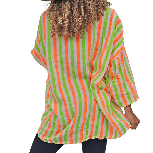 14615110-24270j Neon Stripes Print Tunic Cotton Top