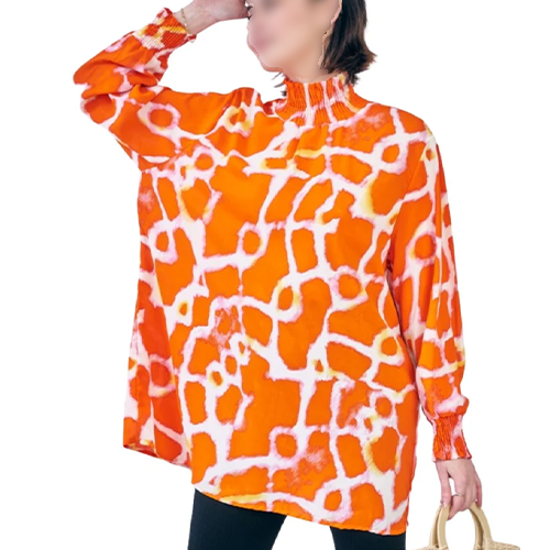 Tie Dye Print Shirred Neck Dress