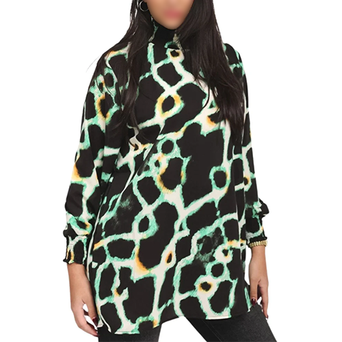 Tie Dye Print Shirred Neck Dress