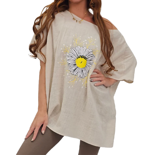 Sun Flower Print Cotton Top