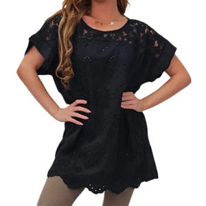 Floral Embroidered Pattern Tunic Cotton Top