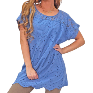 Floral Embroidered Pattern Tunic Cotton Top