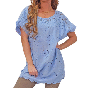 Floral Embroidered Pattern Tunic Cotton Top