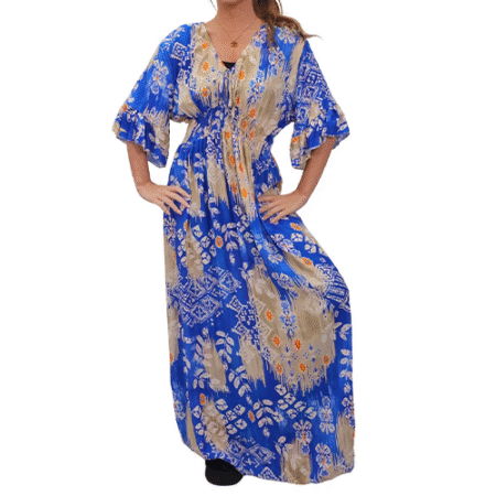 MCEFWDL001-Long Dress-Leaves printed-Merch-&-Carter