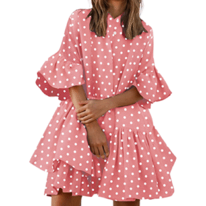 Dusty Pink Polka Dot Oversized Smock Dress