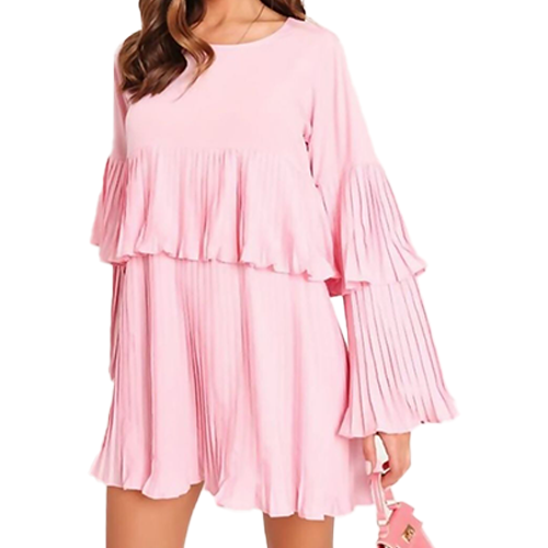 CXK326o Job Lot Pleated Ruffle Mini Dress